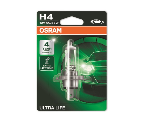 OSRAM autožárovka H4 ULTRA LIFE 12V 60/55W P43T (Blistr 1ks)