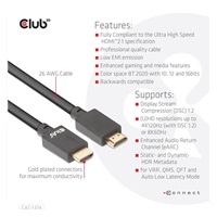 Club3D Kabel Ultra Rychlý HDMI™, 4K120Hz, 8K60Hz Cable 48Gbps (M/M), 28AWG, 4m