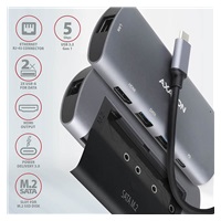AXAGON HMC-6M2, USB 3.2 Gen 1 hub, porty 2x USB-A, HDMI, RJ-45 GLAN, SATA M.2 slot, PD 100W, kabel USB-C 18cm