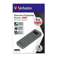 VERBATIM externí SSD 1TB, Executive Fingerprint Secure SSD, USB 3.2 Gen 1/USB-C, (W:356 MB/s, R:344 MB/s), šedá