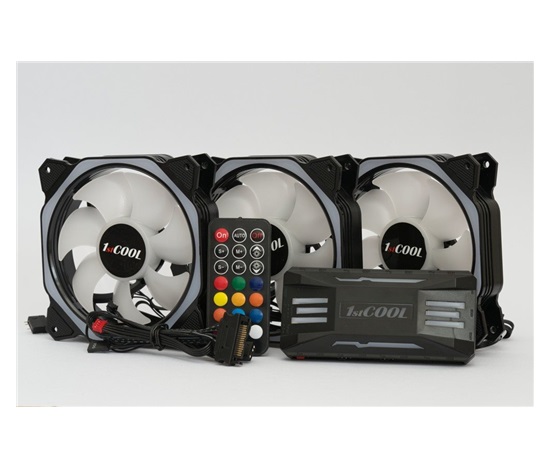 1stCOOL Fan KIT AURA EVO 4 ARGB, 3x HEXA2 ventilátor + ARGB řadič + dálkový ovladač