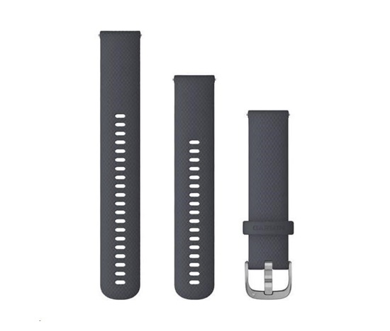 Garmin řemínek Quick Release 20mm, silikonový tmavě šedý, stříbrná přezka