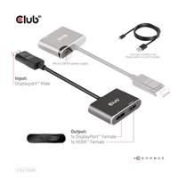 Club3D hub MST (Multi Stream Transport) DisplayPort 1.4 na DisplayPort + HDMI 4K60Hz (M/F)