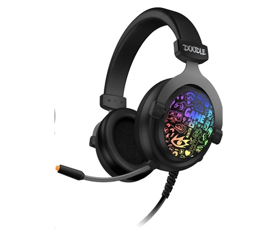 CONNECT IT DOODLE RGB herní sluchátka s mikrofonem, 2xJack+USB, černá