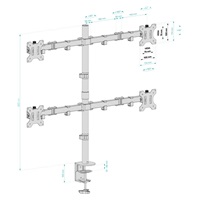 CONNECT IT QuadroArm Basic stolní držák na 4 monitory, černá