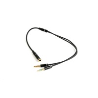 GEMBIRD Kabel rozdvojka jack 3,5mm (4 pólový) na 2x3,5mm F/M, kovové koncovky, 20cm, černá