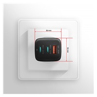 AXAGON ACU-DPQ65, GaN nabíječka do sítě 65W, 3x port (USB-A + dual USB-C), PD3.0/QC4+/PPS/Apple, černá