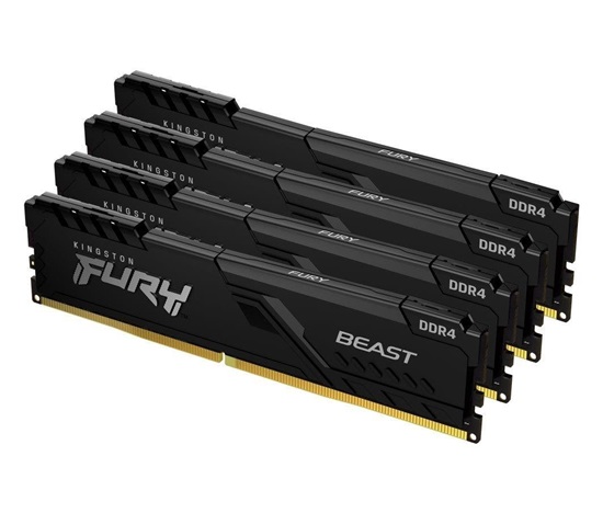 KINGSTON DIMM DDR4 64GB (Kit of 4) 3200MT/s CL16 1Gx8 FURY Beast Černá