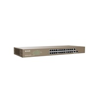 Tenda TEF1126P-24-410W - PoE AT Switch 370Watt, 24xRJ45 10/100 Mbps PoE, 2x Gigabit Uplink RJ45/SFP, Fanless, Kov