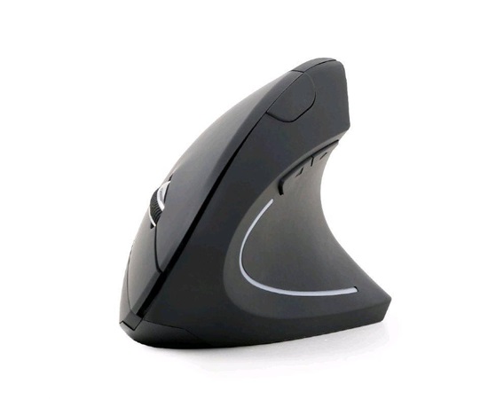GEMBIRD myš MUSW-ERGO-01, vertikální, bezdrátová, USB receiver, černá