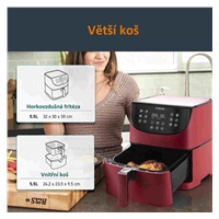 Cosori CP158-AF PREMIUM –  5.5L  horkovzdušná fritéza + 5x špíz a gril. rošt, red
