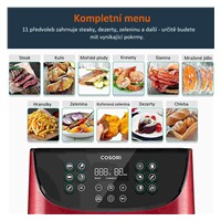 Cosori CP158-AF PREMIUM –  5.5L  horkovzdušná fritéza + 5x špíz a gril. rošt, red
