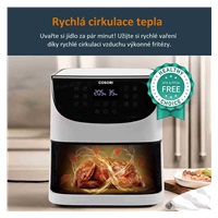 Cosori CP158-AF PREMIUM –  5.5L  horkovzdušná fritéza + 5x špíz a gril. rošt, white