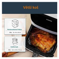 Cosori CP158-AF PREMIUM –  5.5L  horkovzdušná fritéza + 5x špíz a gril. rošt, white