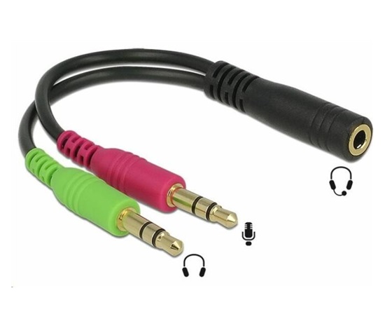 PREMIUMCORD Adaptér 4pólový jack3,5mm pro sluchátka a mikrofon, 30cm