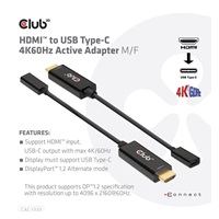 Club3D aktivní adaptér HDMI na USB-C, 4K60Hz, M/F