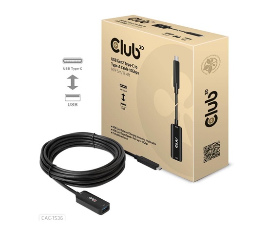 Club3D Kabel USB-C na USB-A, 10Gbps, 5m, M/F