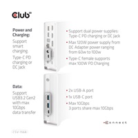 Club3D Dokovací stanice USB-C, Triple Display DP 1.4 Alt mode Displaylink Dynamic PD Charging Dock with 120 Watt PS