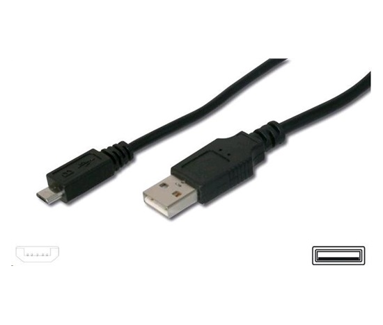 PREMIUMCORD Kabel USB 2.0 A-Micro B propojovací 0,2m (černý)