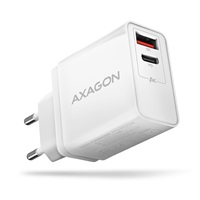 AXAGON ACU-PQ22W, PD & QC nabíječka do sítě 22W, 2x port (USB-A + USB-C), PD3.0/QC3.0/AFC/FCP/Apple, bílá