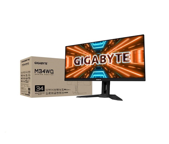 GIGABYTE LCD - 34" Gaming monitor M34WQ, SS IPS, 3440 x 1440 WQHD 21:9, 144Hz, 1000:1, 400cd/m2, 1ms, 2xHDMI, 1xDP