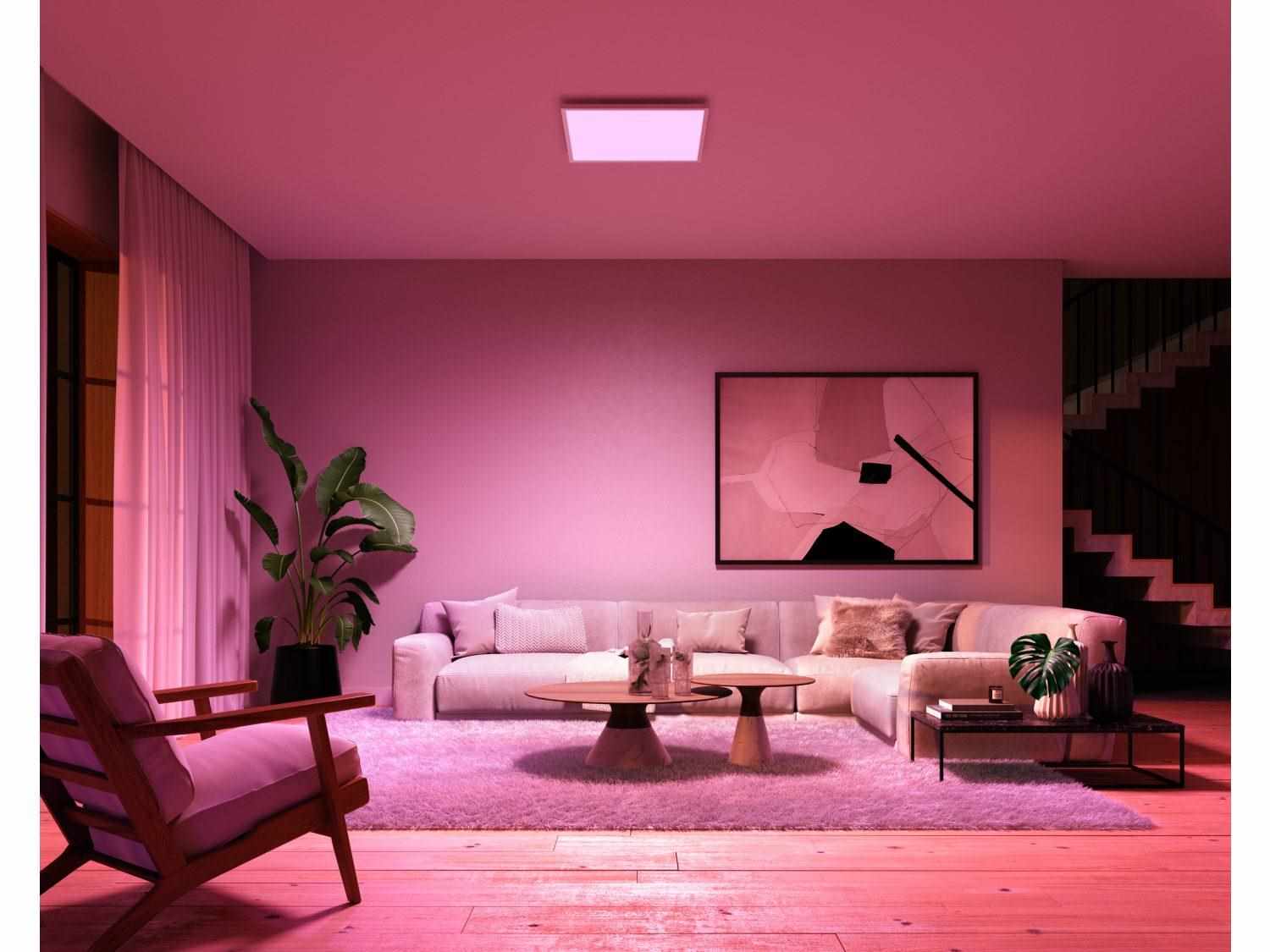 PHILIPS Hue Surimu čtvercový panel - v obývacím pokoji - fialová