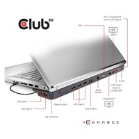 Club3D dokovací stanice USB-C s napájecím adaptérem Triple Display Dynamic PD, 65 W
