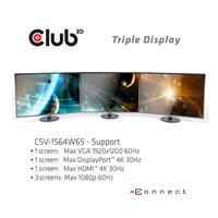 Club3D dokovací stanice USB-C s napájecím adaptérem Triple Display Dynamic PD, 65 W