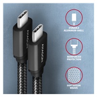 AXAGON BUCM3-CM10AB, SPEED kabel USB-C <-> USB-C, 1m, USB 3.2 Gen 1, PD 60W 3A, ALU, oplet, černý
