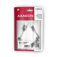 AXAGON BUCM-AM10TB, TWISTER kabel USB-C <-> USB-A, 0.6m, USB 2.0, 3A, ALU, tpe, černý