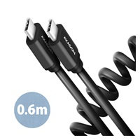 AXAGON BUCM-CM10TB, TWISTER kabel USB-C <-> USB-C, 0.6m, USB 2.0, PD 60W 3A, ALU, tpe, černý