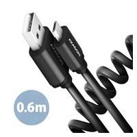 AXAGON BUMM-AM10TB, TWISTER kabel Micro USB <-> USB-A, 0.6m, USB 2.0, 2.4A, ALU, tpe, černý