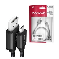 AXAGON BUMM-AM15AB, HQ kabel Micro USB <-> USB-A, 1.5m, USB 2.0, 2.4A, ALU, oplet, černý