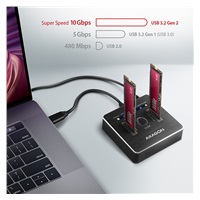 AXAGON ADSA-M2C, USB-C 3.2 Gen 2 -  2x M.2 NVMe SSD CLONE MASTER dokovací stanice