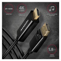 AXAGON RVD-HI14C2, DisplayPort -> HDMI 1.4 redukce / kabel 1.8m, 4K/30Hz