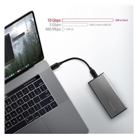 AXAGON EEM2-SG2, USB-C 3.2 Gen 2 - M.2 NVMe & SATA SSD kovový RAW box, bezšroubkový, stříbrný