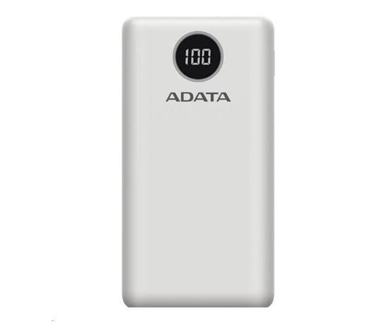 ADATA PowerBank P20000QCD - externí baterie pro mobil/tablet 20000mAh, 2,1A, bílá (74Wh)