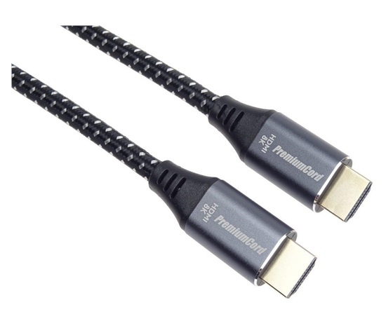 PREMIUMCORD Kabel HDMI 2.1 High Speed + Ethernet kabel 8K@60Hz, zlacené konektory, 0,5m