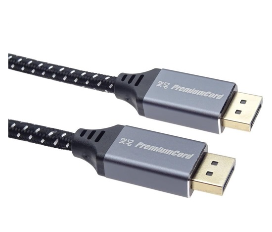 PREMIUMCORD Kabel DisplayPort 1.4 přípojný kabel, kovové a zlacené konektory, 3m