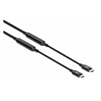 MANHATTAN Kabel USB-C Male to Male, USB 3.2 Gen 2 Type-C Active Device Cable, 5m, pozlacené koncovky, černá
