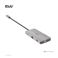 Club3D hub USB-C, 9-in-1 hub s HDMI, VGA, 2x USB Gen1 Type-A, RJ45, 100W PD