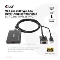 Club3D kabel VGA a USB-A na HDMI s ocáskem, M/F, 0.6m
