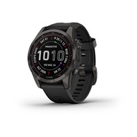 Garmin fenix 7s Sapphire Solar, Titan Carbon Gray/ Black Silicone Band