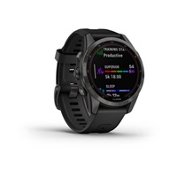 Garmin fenix 7s Sapphire Solar, Titan Carbon Gray/ Black Silicone Band