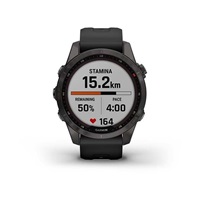 Garmin fenix 7s Sapphire Solar, Titan Carbon Gray/ Black Silicone Band