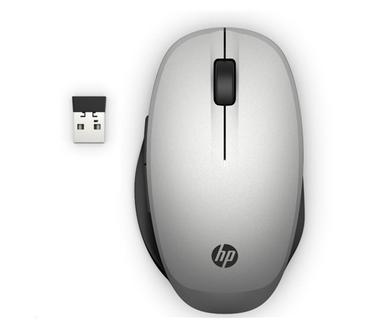 HP Dual Mode Silver Mouse 300 - bluetooth myš, připojení ke dvou PC zároveň