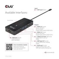 Club3D hub USB-C, 7-in-1 hub s 2x HDMI, 2x USB Gen1 Type-A, 1x RJ45, 1x 3.5mm audio, 1x USB Gen1 Type-C, 100W PD