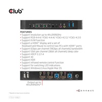 Club3D síťový přepínač - Switch, HDMI KVM Switch - Dual HDMI 4K 60Hz