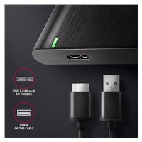 AXAGON EE25-A6M, USB 3.2 Gen 1 - SATA 6G 2.5" kovový RAW box, bezšroubkový