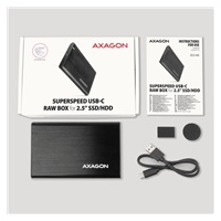 AXAGON EE25-A6C, USB-C 3.2 Gen 1 - SATA 6G 2.5" kovový RAW box, bezšroubkový